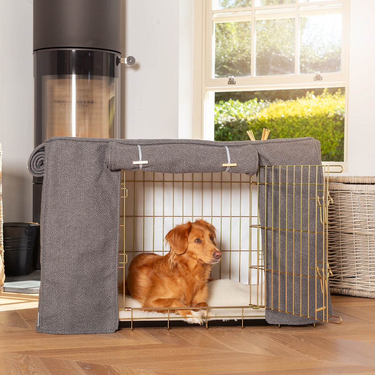 Dog Crate with Crate Cover in Essentials Herdwick Graphite, view 6