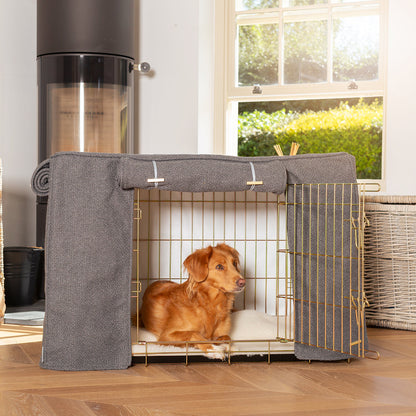 Dog Crate with Crate Cover in Essentials Herdwick Graphite, view 6