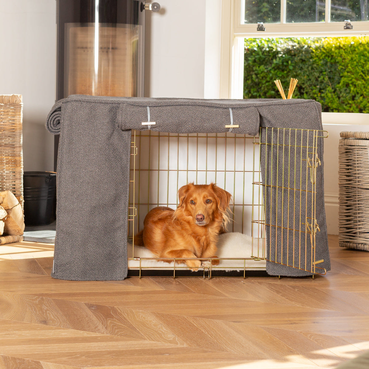 Dog Crate with Crate Cover in Essentials Herdwick Graphite, view 2
