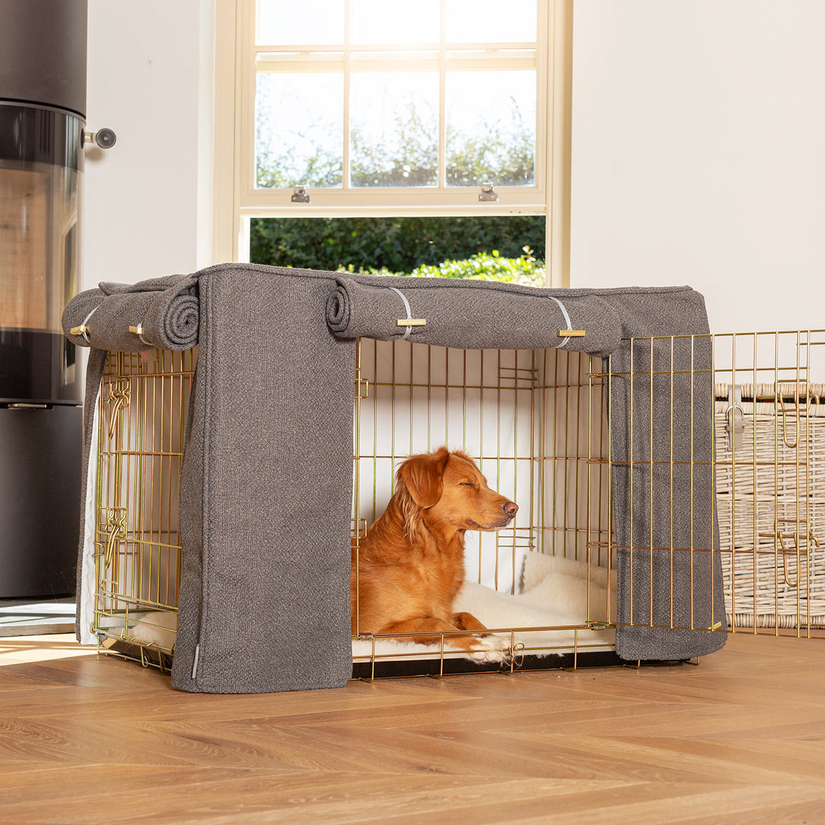 Dog Crate with Crate Cover in Essentials Herdwick Graphite, view 5