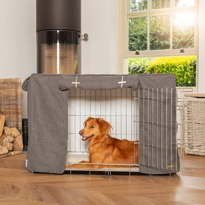 Dog Crate with Crate Cover in Essentials Herdwick Graphite, view 4