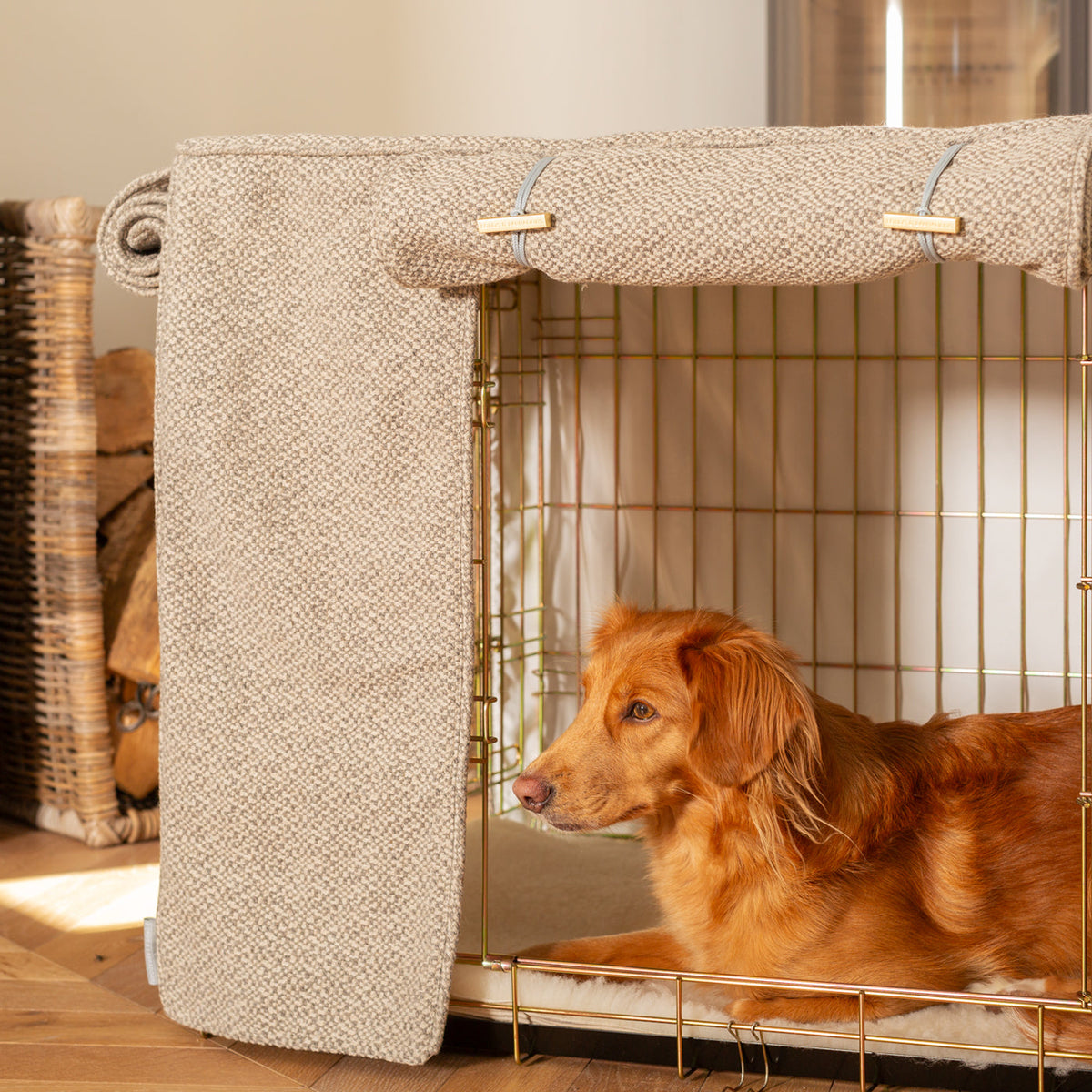 Dog Crate with Crate Cover in Essentials Herdwick Pebble, view 4