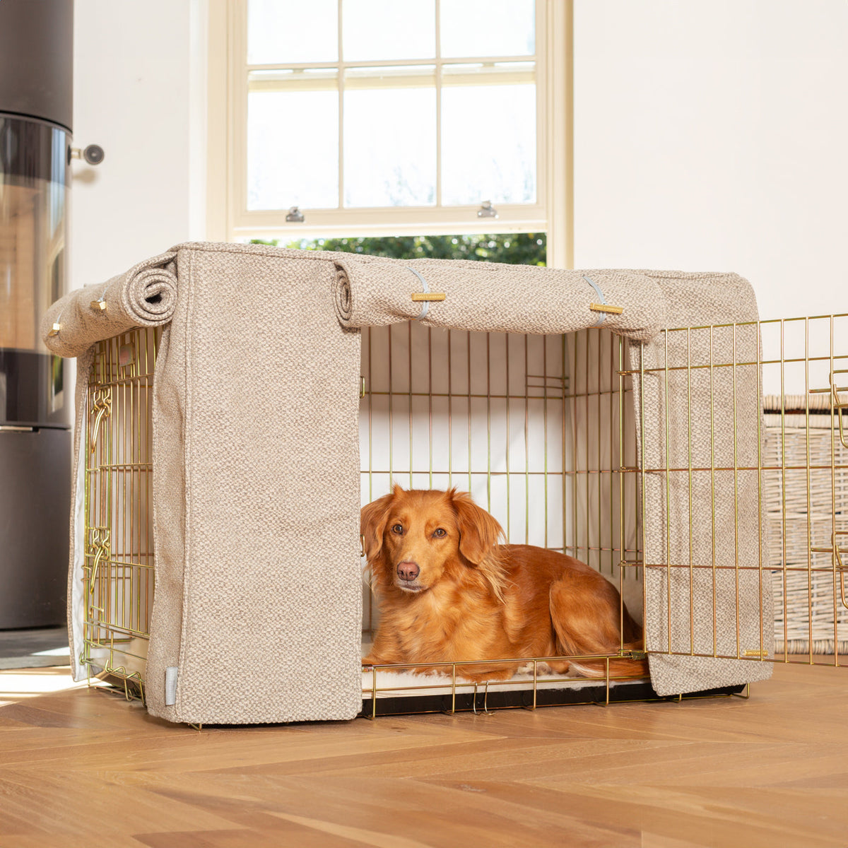 Dog Crate Cover In Essentials Herdwick Pebble, view 5
