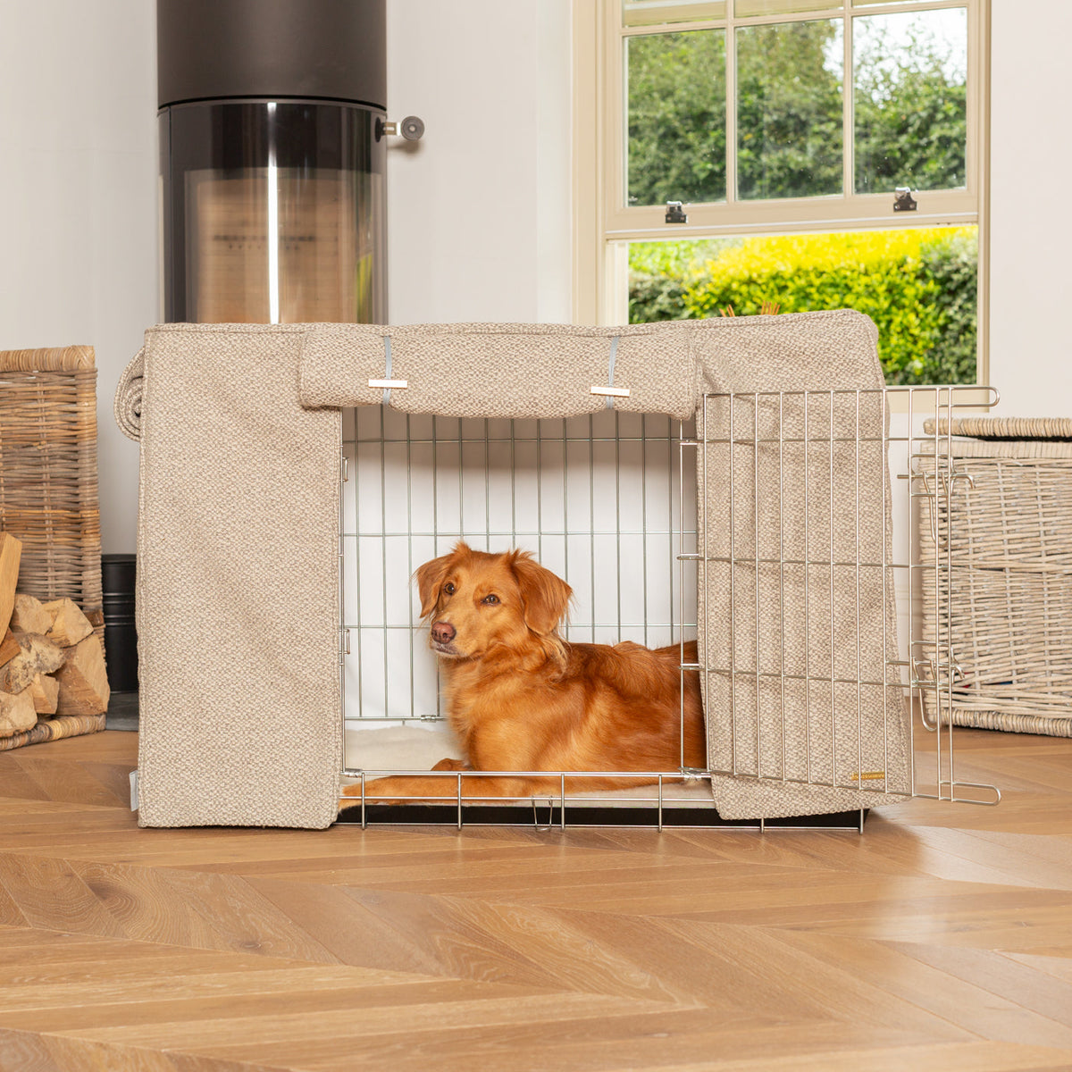 Dog Crate Cover In Essentials Herdwick Pebble, view 9