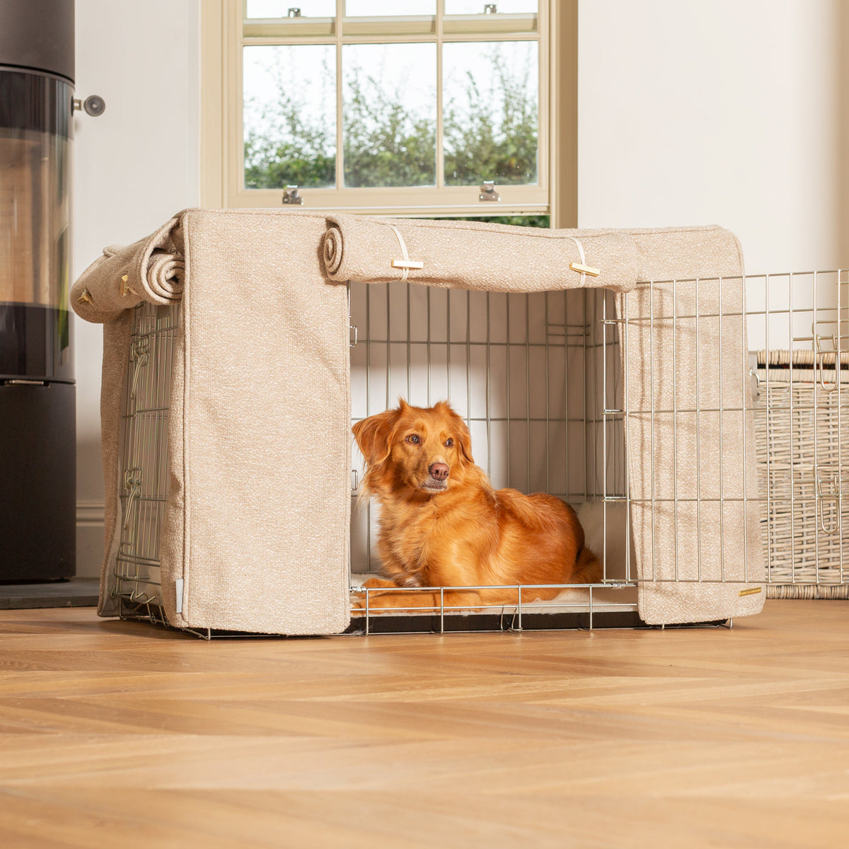 Dog Crate Cover In Essentials Herdwick Sandstone