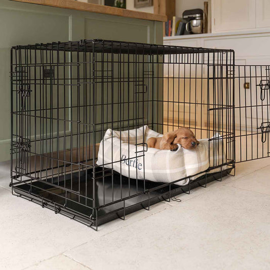 Cosy & Calming Puppy Crate Bed With Removable Covers in Balmoral Natural Tweed