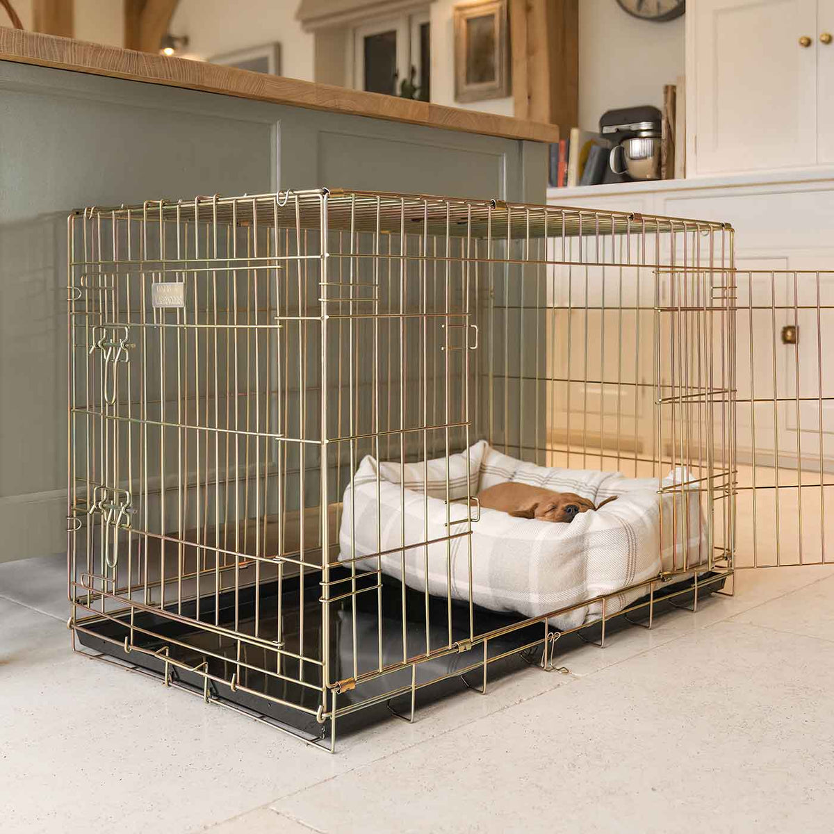 Cosy & Calming Puppy Crate Bed With Removable Covers in Balmoral Natural Tweed, view 3