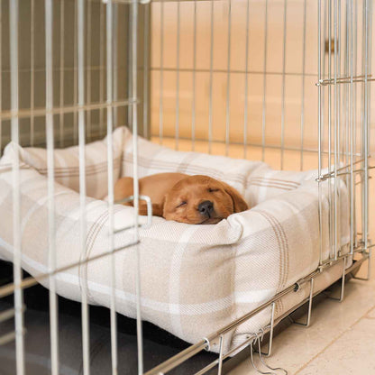 Cosy & Calming Puppy Crate Bed With Removable Covers in Balmoral Natural Tweed, view 4