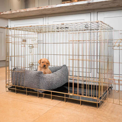 Cosy & Calming Puppy Crate Bed With Removable Covers in Granite Bouclé, view 4