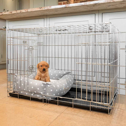 Cosy & Calming Puppy Crate Bed With Removable Covers in Grey Spot, view 5