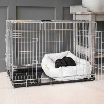Cosy & Calming Puppy Crate Bed With Removable Covers in Ivory Bouclé