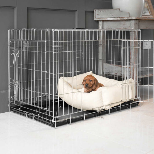 Cosy & Calming Puppy Crate Bed With Removable Covers in Savanna Bone