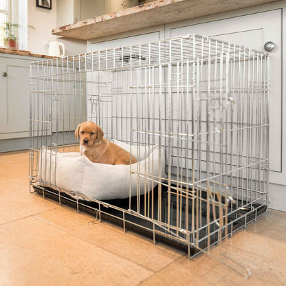 Cosy & Calming Puppy Crate Bed With Removable Covers in Natural Herringbone Tweed, view 5