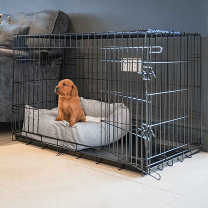 Cosy & Calming Puppy Crate Bed With Removable Covers in Regency Stripe, view 4