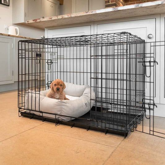 Cosy & Calming Puppy Crate Bed With Removable Covers in Savanna Oatmeal