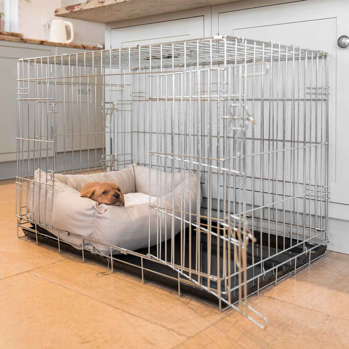 Dog Crate with Cosy & Calming Puppy Crate Bed in Savanna Oatmeal, view 2