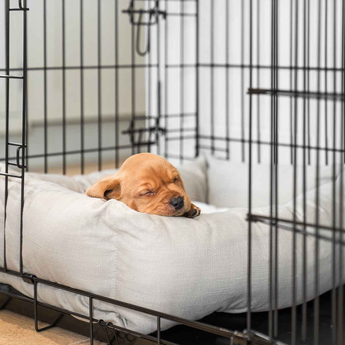 Cosy & Calming Puppy Crate Bed With Removable Covers in Savanna Stone, view 3