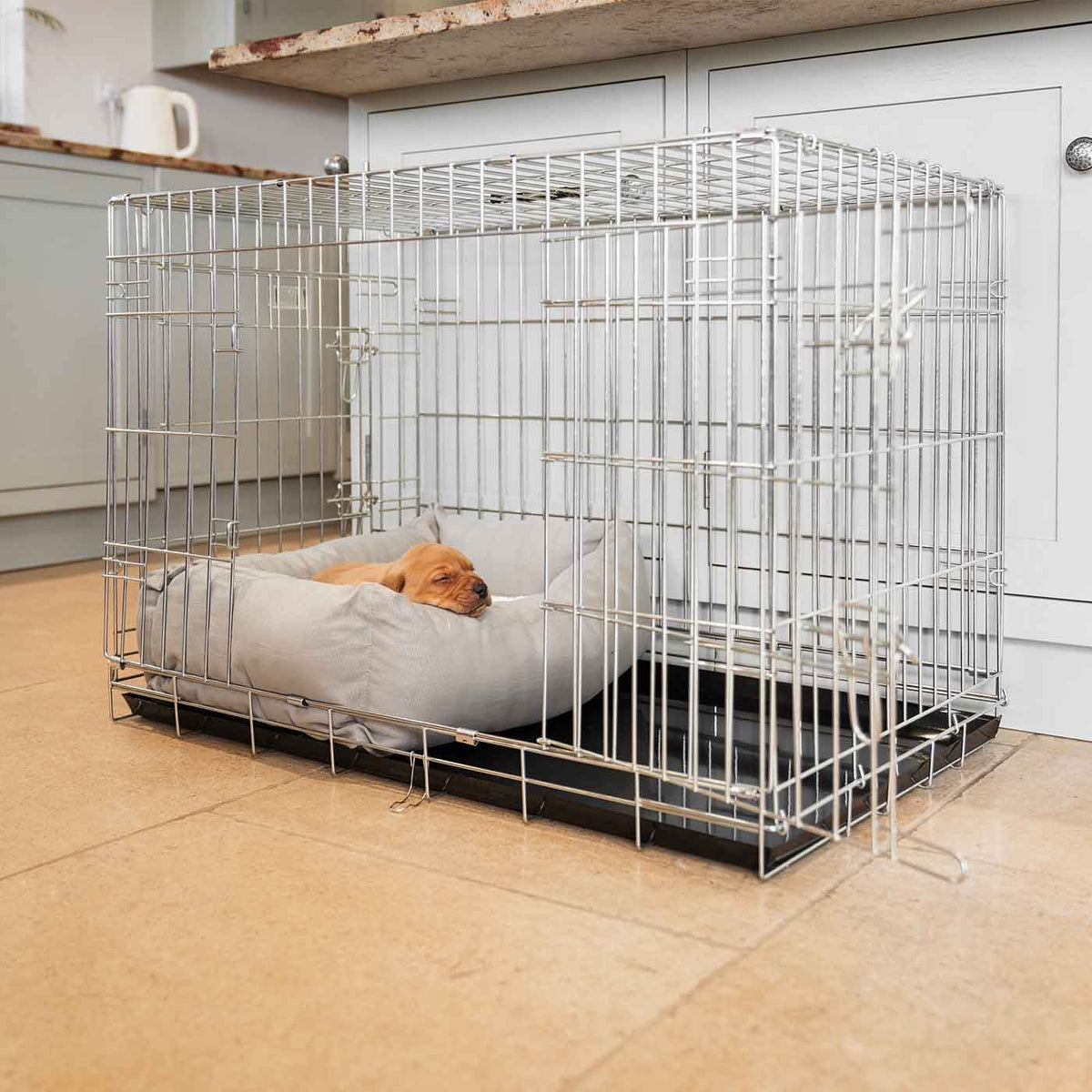 Cosy & Calming Puppy Crate Bed With Removable Covers in Savanna Stone, view 6