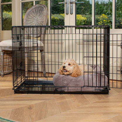 Cosy & Calming Puppy Crate Bed With Removable Covers in Calming Anti-Anxiety Fawn Faux Fur