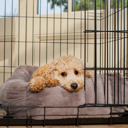 Cosy & Calming Puppy Crate Bed With Removable Covers in Calming Anti-Anxiety Fawn Faux Fur, view 4
