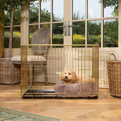 Cosy & Calming Puppy Crate Bed With Removable Covers in Calming Anti-Anxiety Fawn Faux Fur, view 6