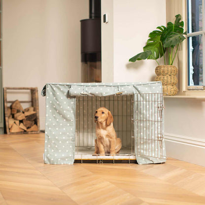 Dog Crate Cover in Duck Egg Spot Cotton, view 3