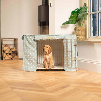Dog Crate Cover in Duck Egg Spot Cotton, view 9