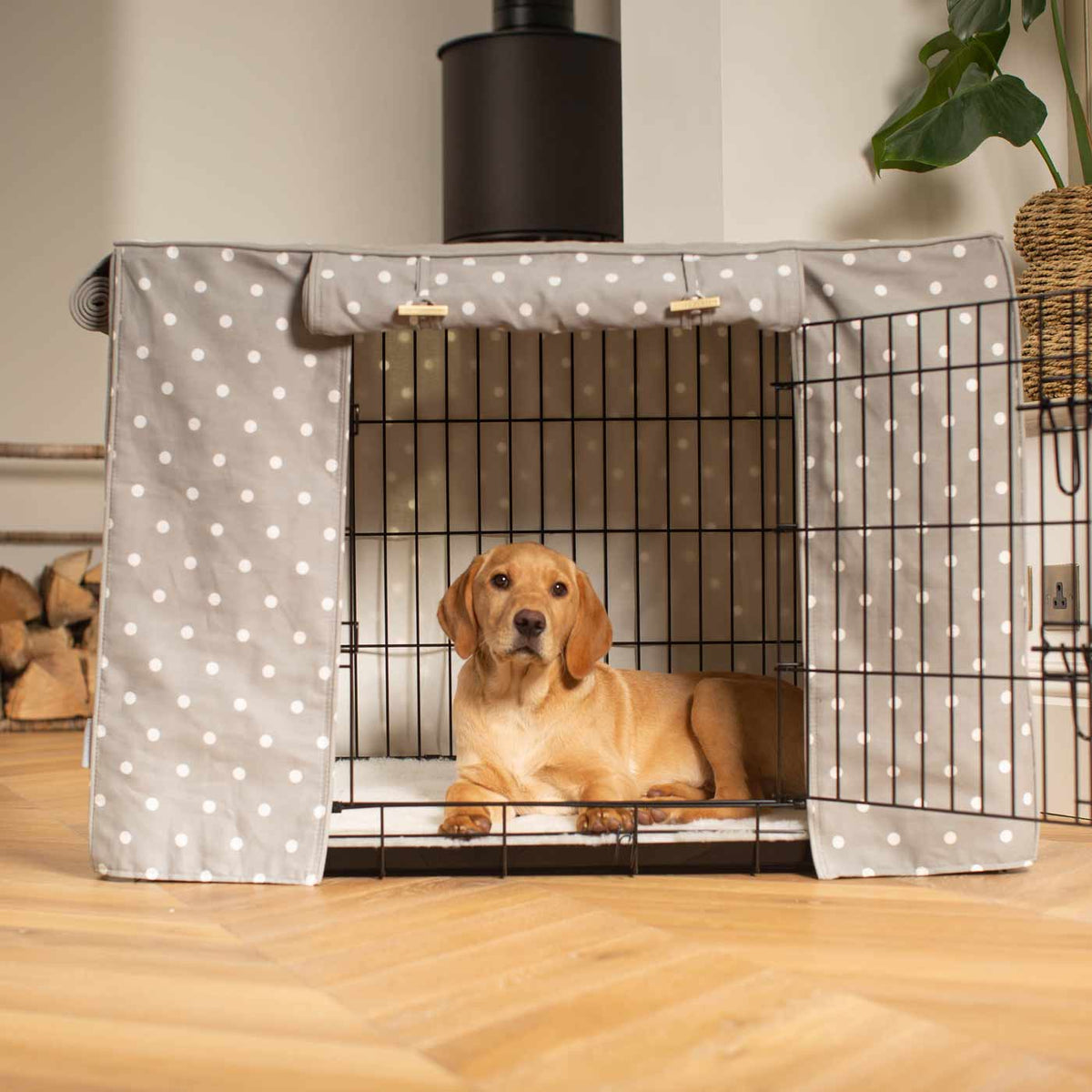 Dog Crate with Crate Cover in Grey Spot, view 2