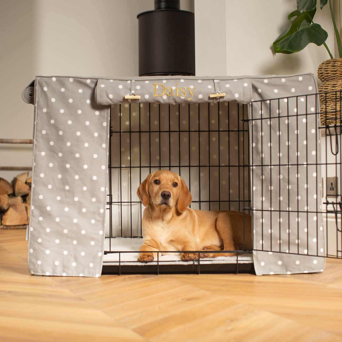 Dog Crate Cover in Grey Spot, view 5