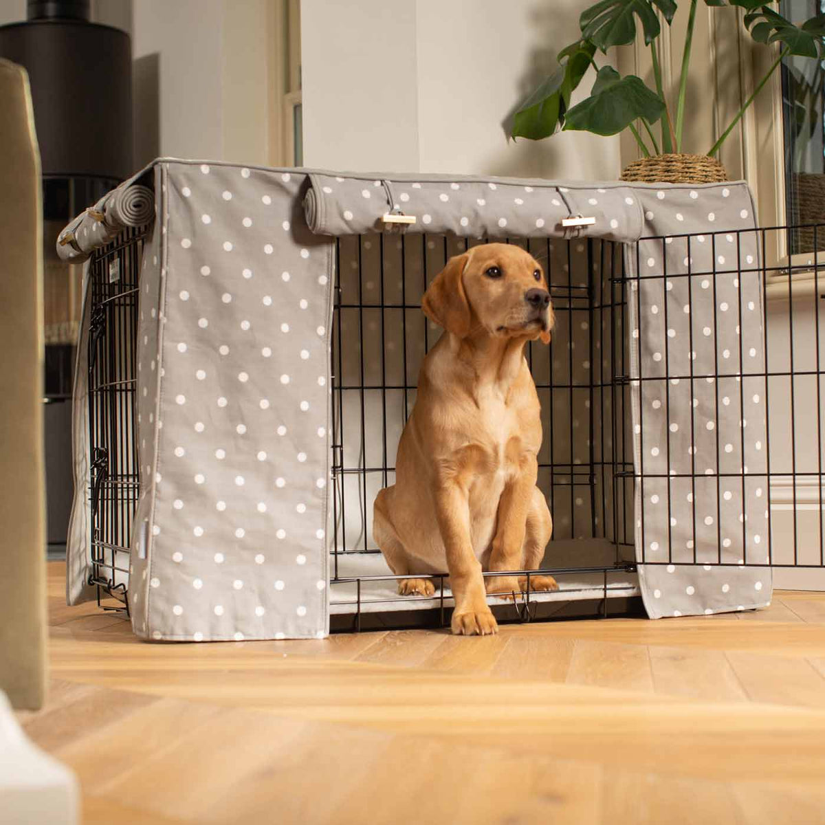 Dog Crate Cover in Grey Spot, view 3