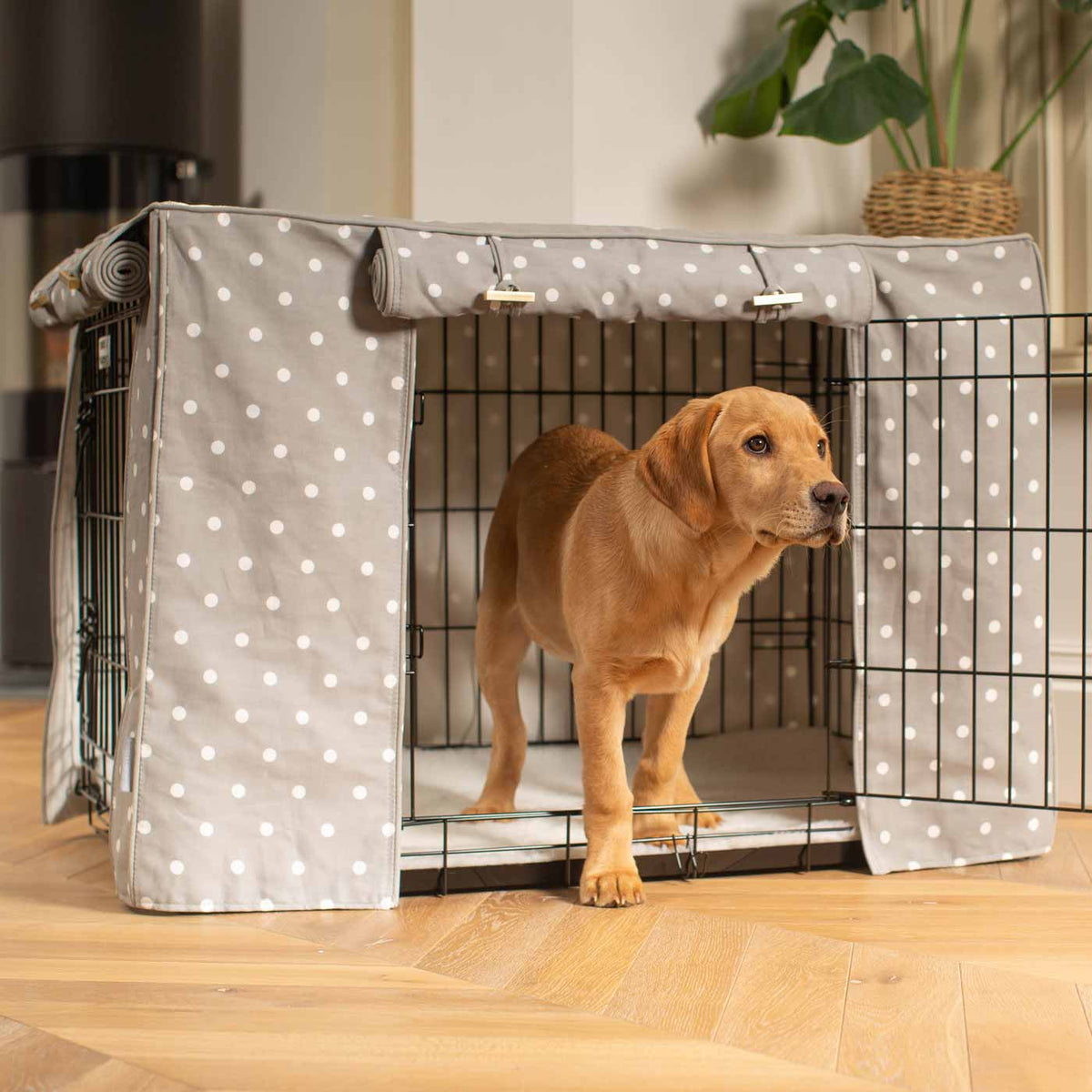 Dog Crate Cover in Grey Spot, view 4