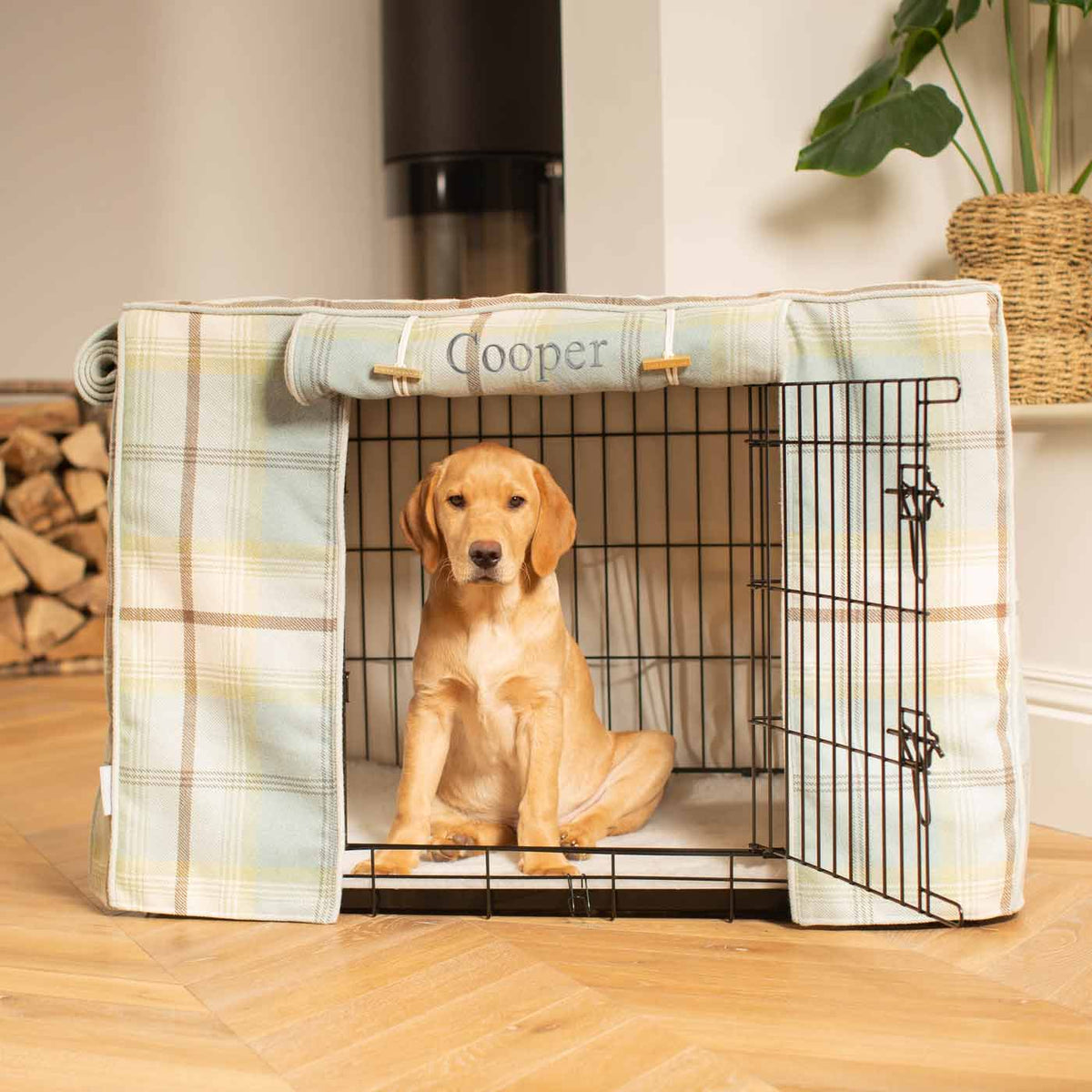 Dog Crate Cover in Balmoral Duck Egg Tweed, view 7