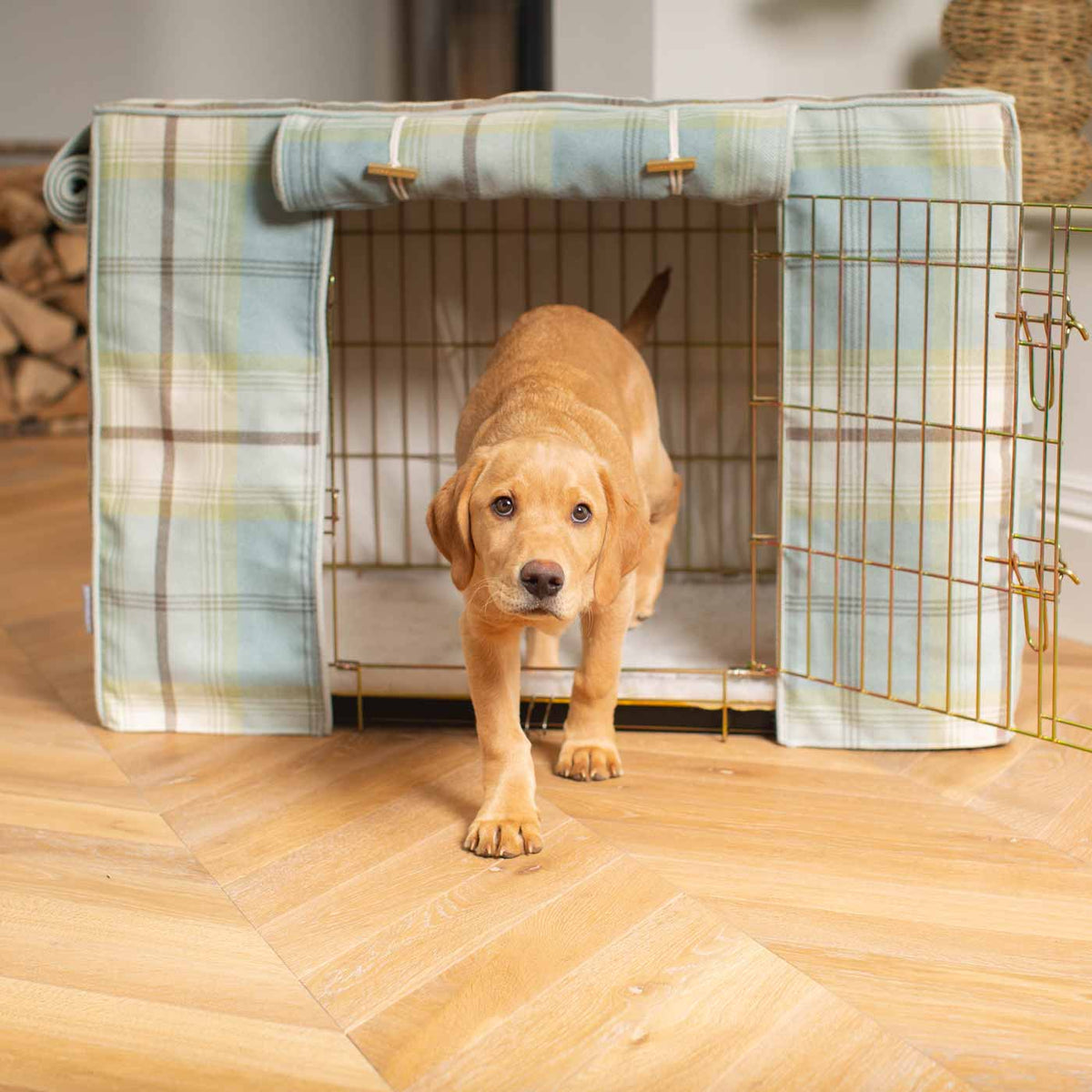 Dog Crate Cover in Balmoral Duck Egg Tweed, view 3