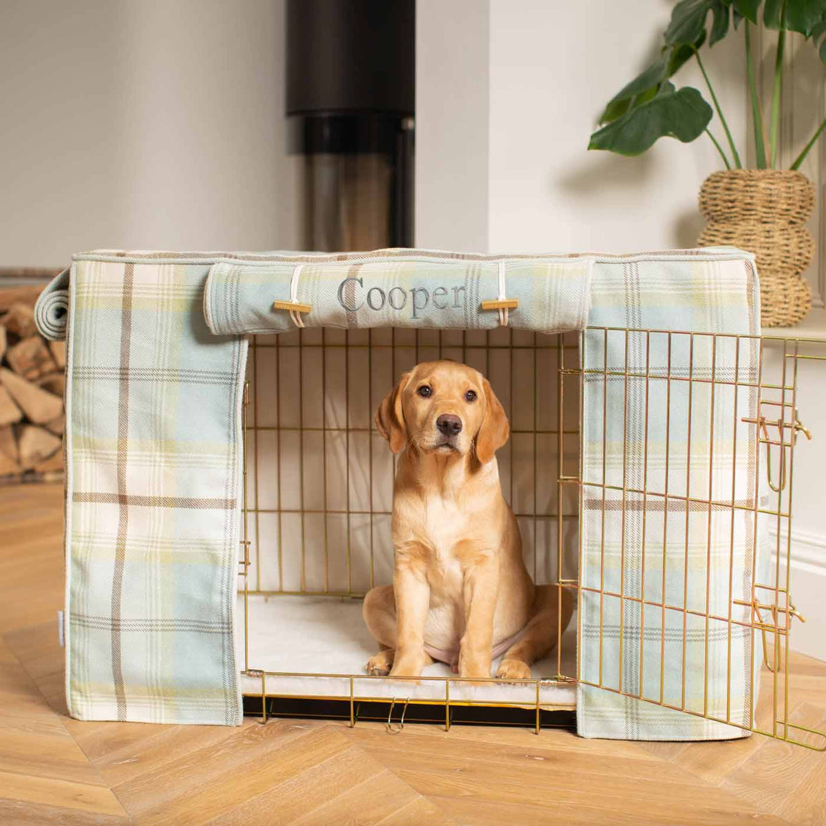 Dog Crate Cover in Balmoral Duck Egg Tweed, view 8