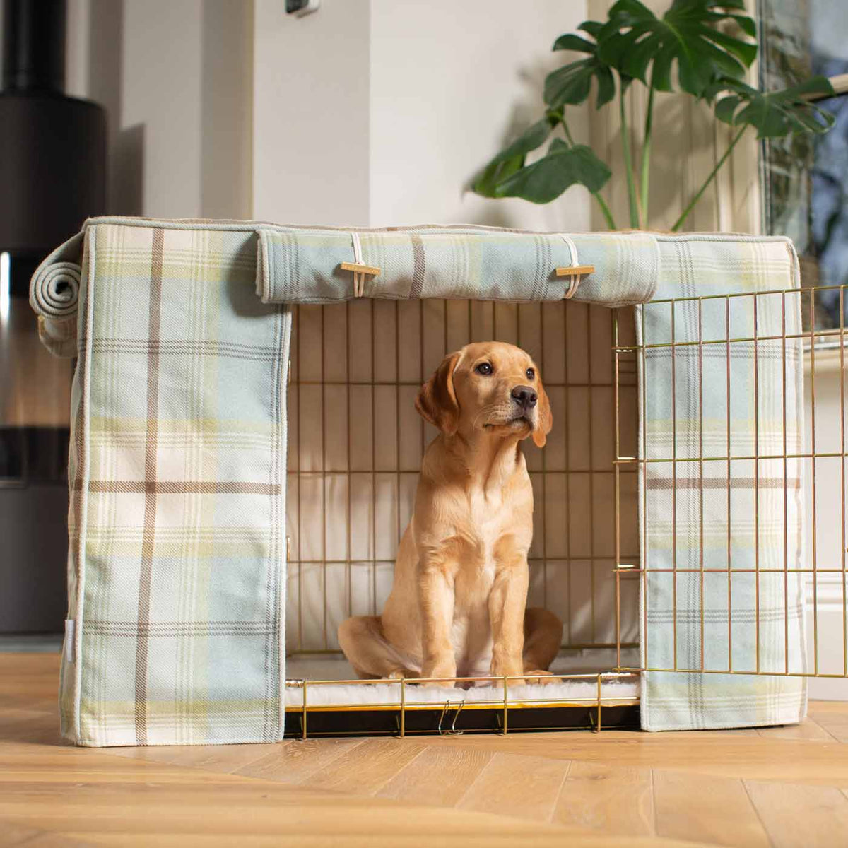 Dog Crate Cover in Balmoral Duck Egg Tweed, view 5