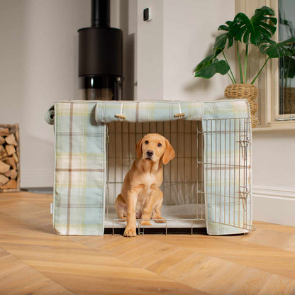 Dog Crate Cover in Balmoral Duck Egg Tweed, view 2