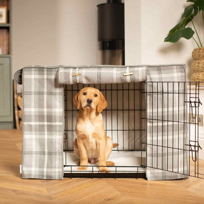 Dog Crate with Crate Cover in Balmoral Dove Grey Tweed, view 3