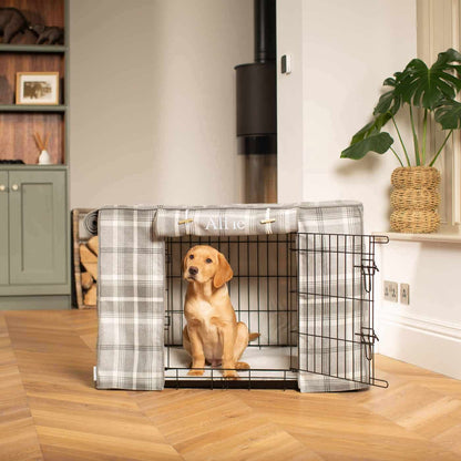 Dog Crate Cover in Balmoral Dove Grey Tweed, view 6