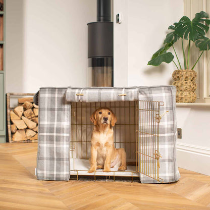 Dog Crate Cover in Balmoral Dove Grey Tweed, view 5