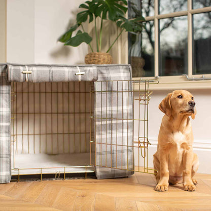 Dog Crate with Crate Cover in Balmoral Dove Grey Tweed, view 5