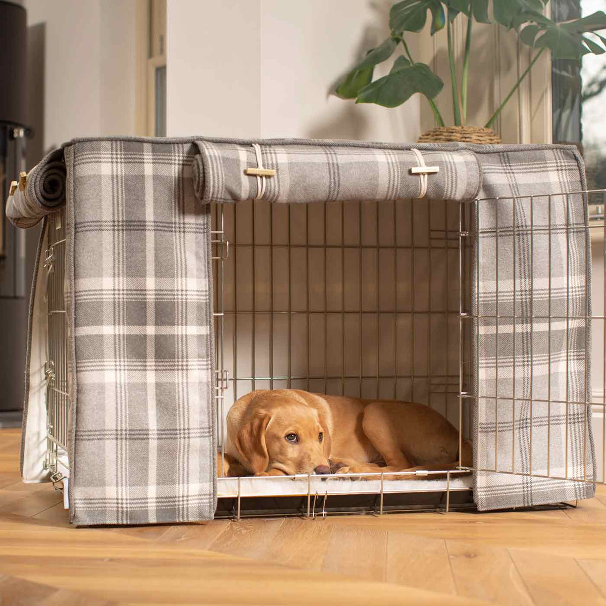 Dog Crate Cover in Balmoral Dove Grey Tweed