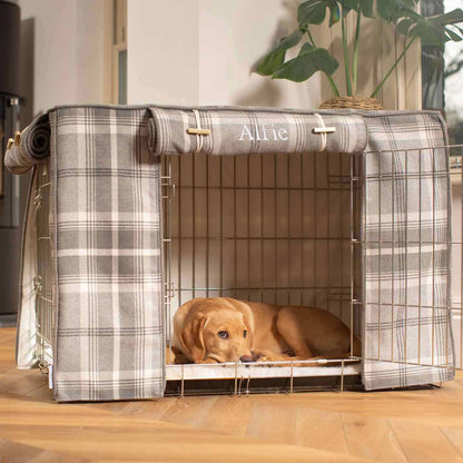 Dog Crate Cover in Balmoral Dove Grey Tweed, view 8