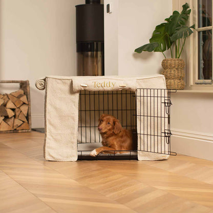 Dog Crate Cover in Ivory Bouclé, view 2