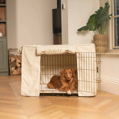 Dog Crate Cover in Ivory Bouclé, view 4