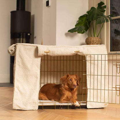 Dog Crate Cover in Ivory Bouclé, view 3
