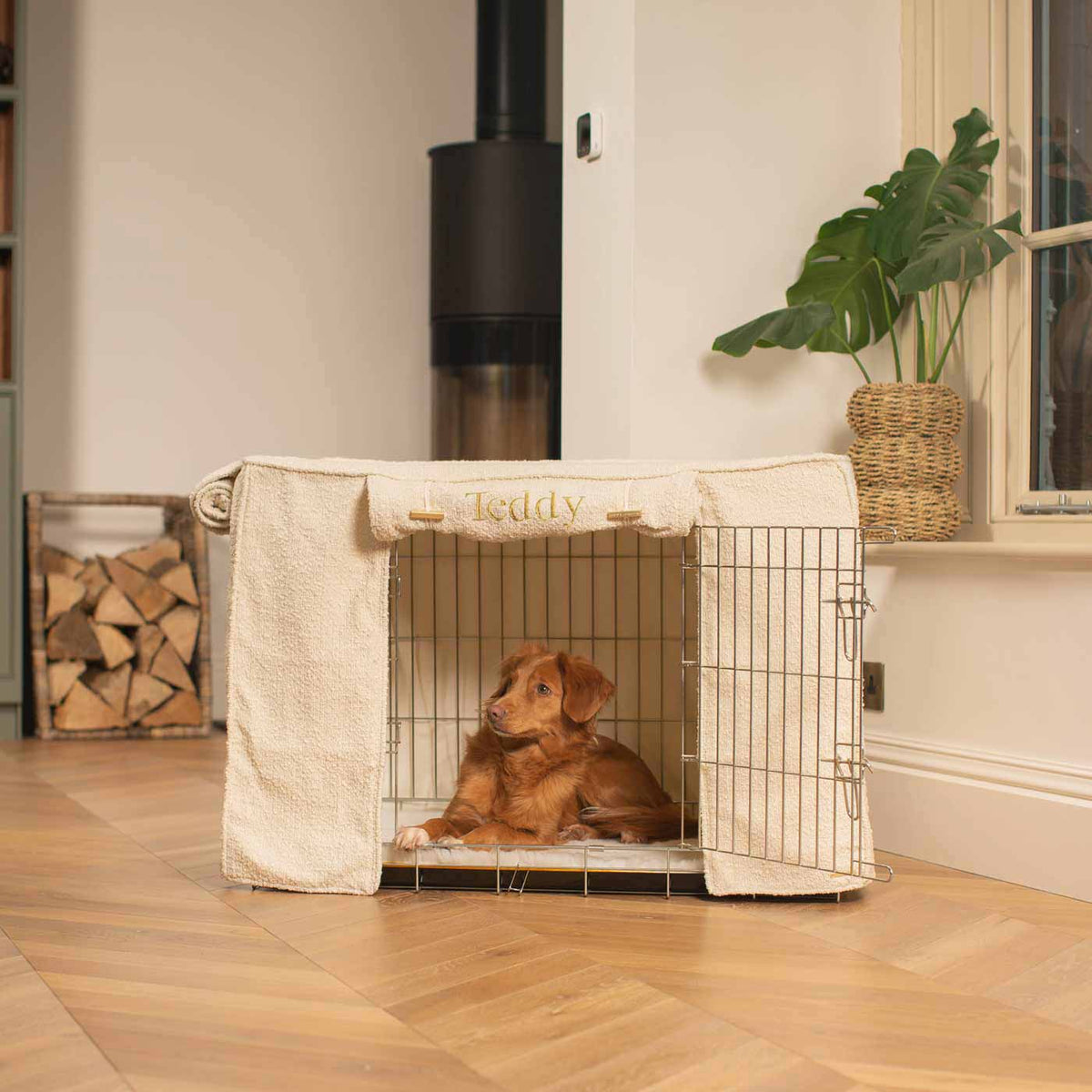 Dog Crate Cover in Ivory Bouclé, view 7
