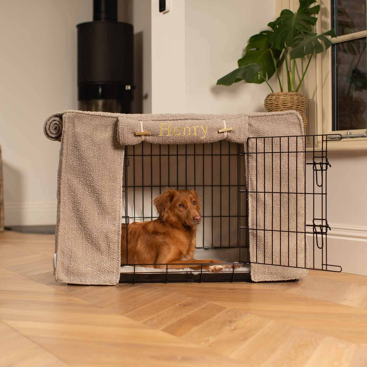 Dog Crate Cover in Mink Bouclé, view 5