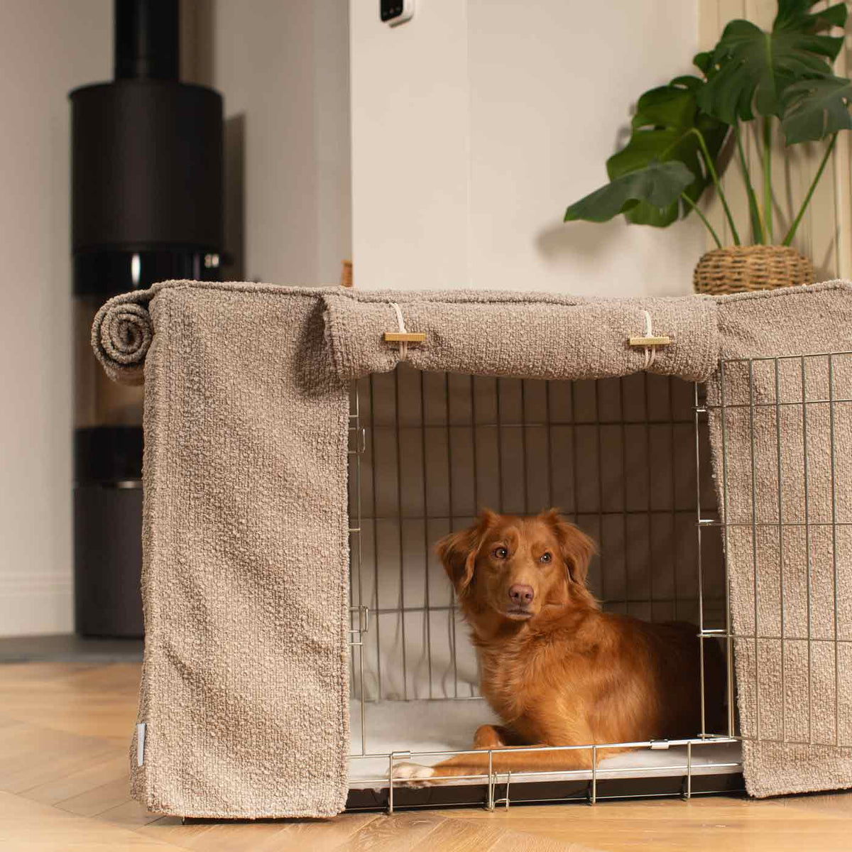 Dog Crate Cover in Mink Bouclé, view 7