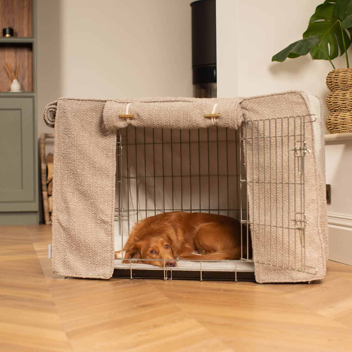 Dog Crate Cover in Mink Bouclé, view 8