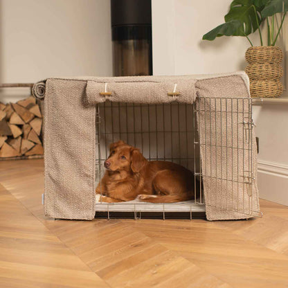 Dog Crate with Crate Cover in Mink Bouclé, view 4